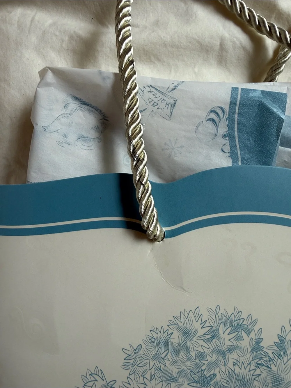 Disney - Club 33  Mad Hatter's Tea Party Blue and White Gift Bag